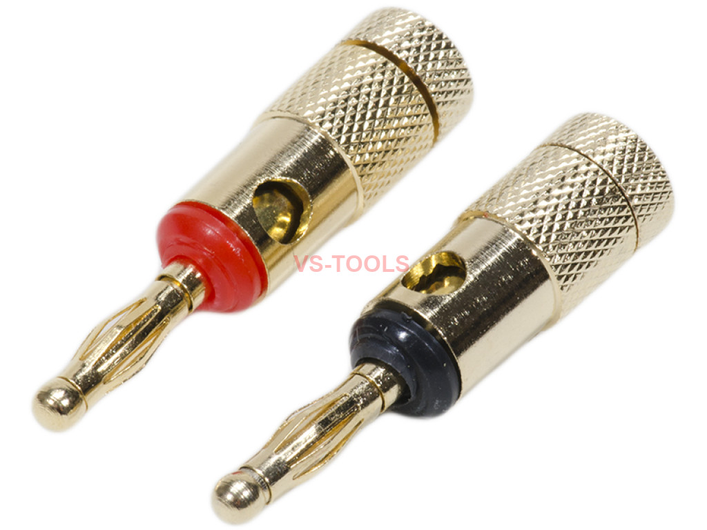 2Pcs Premium Quality 24K Speaker Connector Banana Plugs Red